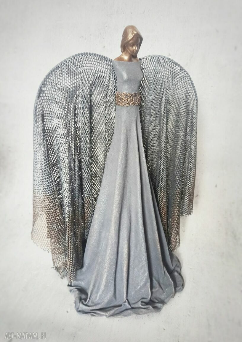 Zamówienie specjalne: anioł dla Pani Marii - szary, srebrny i złoty