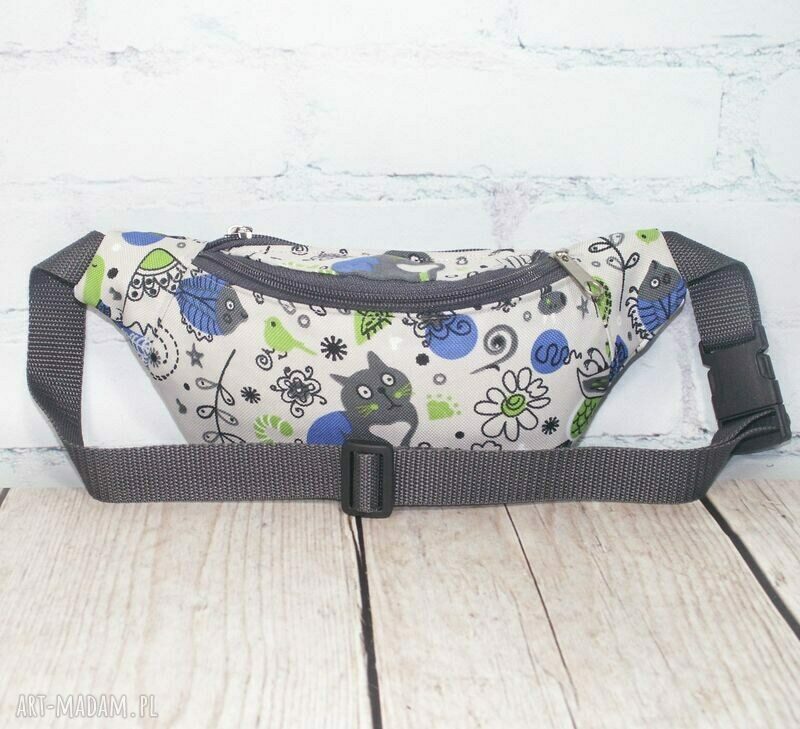 Handmade nerka wodoodporna na zamek - folk etno z motywem kota
