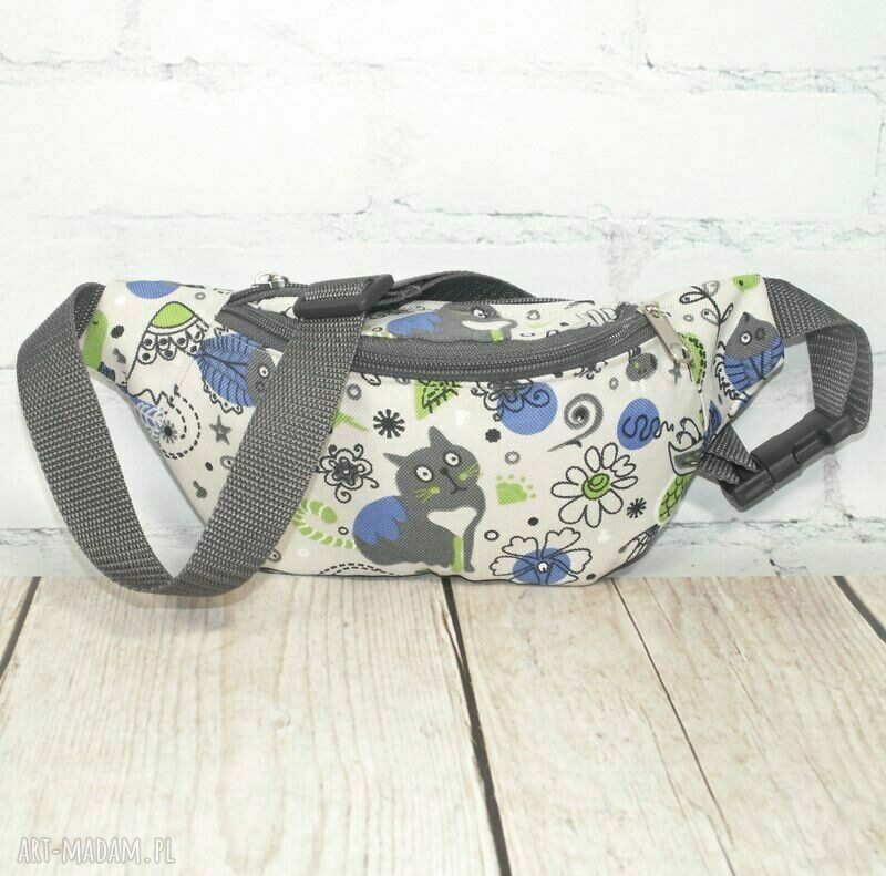 Handmade nerka wodoodporna na zamek - folk etno z motywem kota