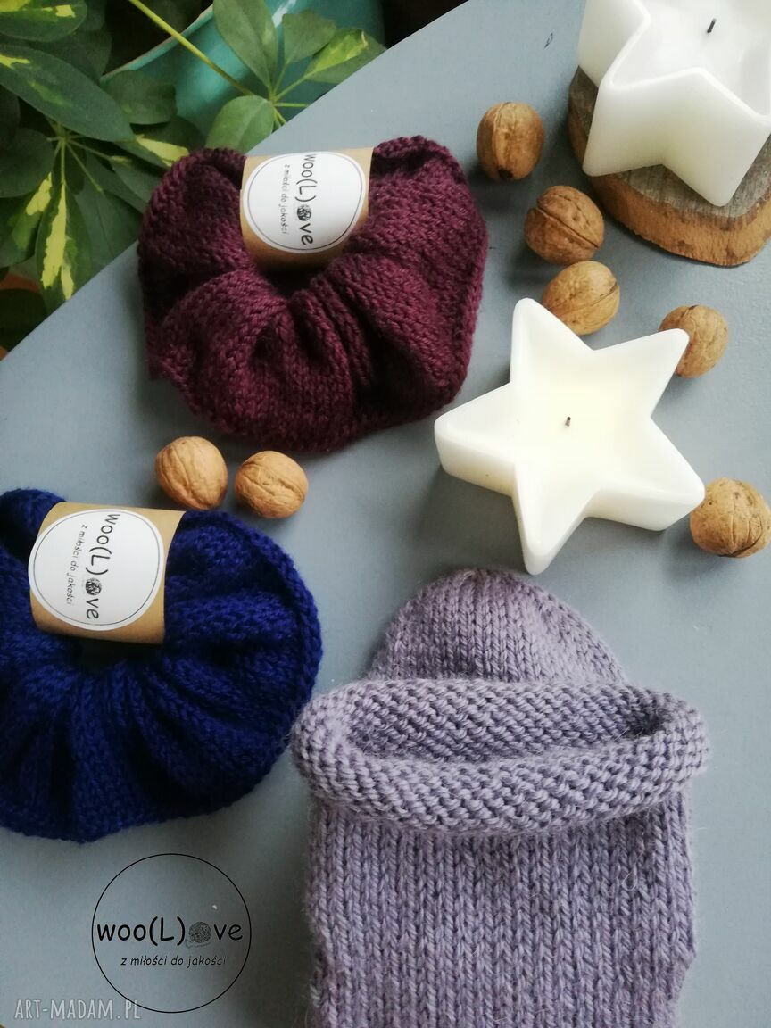 Wełniany zestaw - skarpeciaki i scrunchie premium Pure Wool