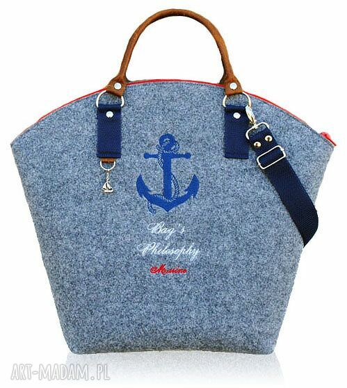 Zamówienie specjalne: duża torba hobo z haftem w stylu marine 42x35 cm