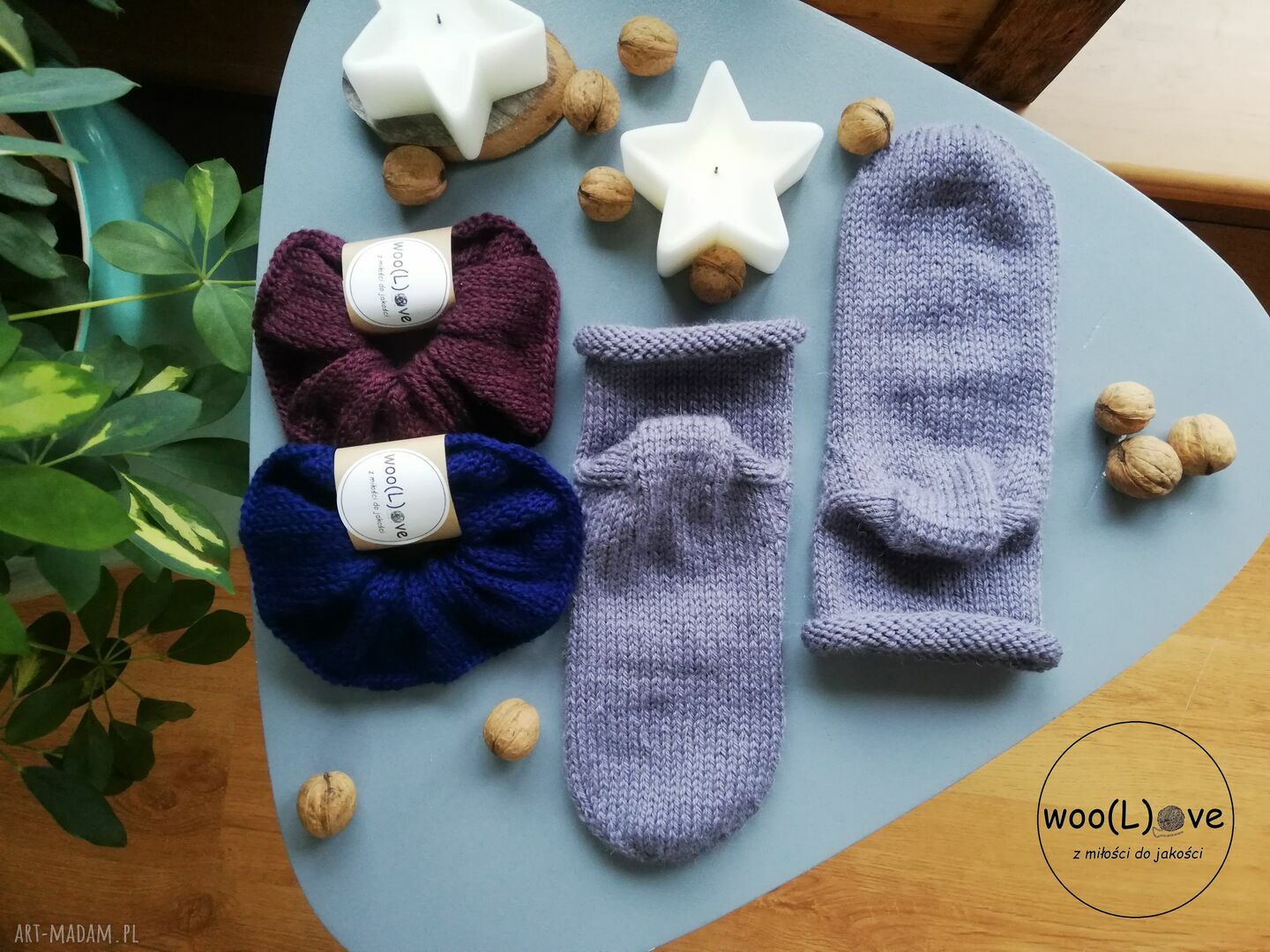 Wełniany zestaw - skarpeciaki i scrunchie premium Pure Wool