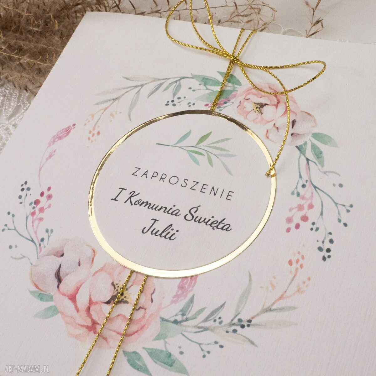 Zamówienie specjalne: zaproszenia komunijne 25 sztuk białe i złote