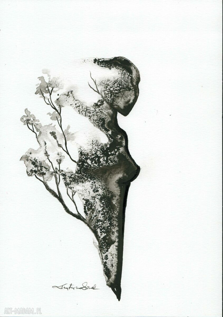 Zestaw 2 grafik Body Flowers (czarno-białe) - 21 x 30 cm, bez oprawy