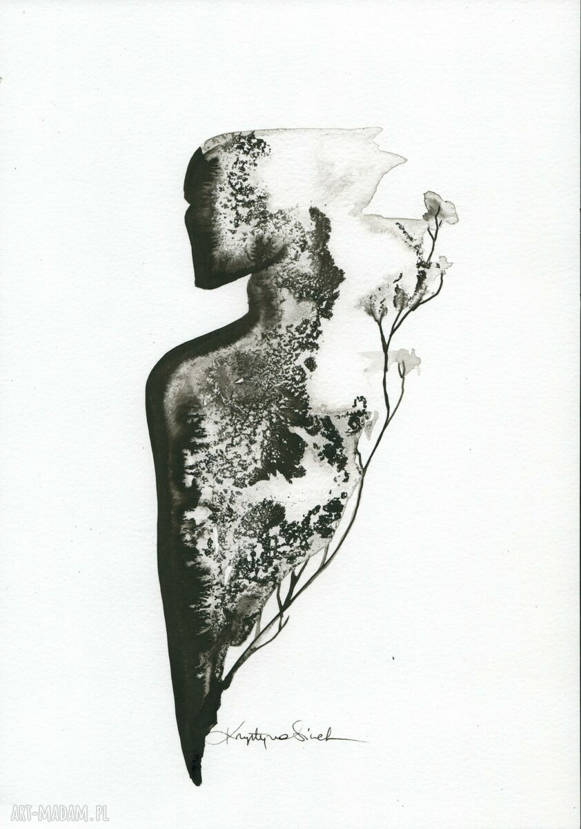 Zestaw 2 grafik Body Flowers (czarno-białe) - 21 x 30 cm, bez oprawy