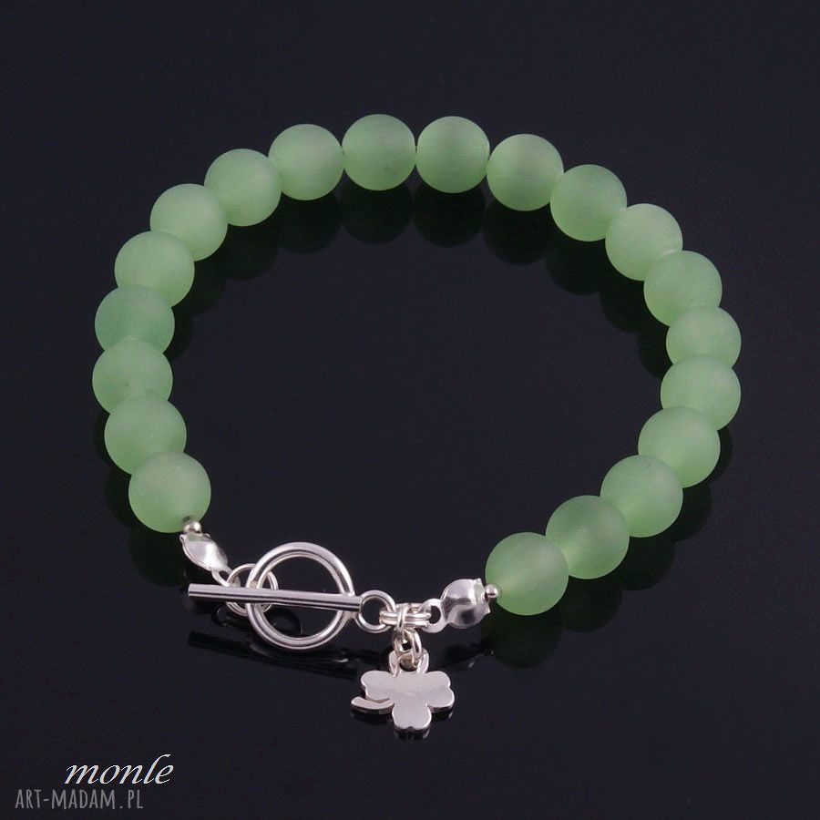 Zamrożone pistacje bransoletka uleksytu pistacjowa srebro uleksyt