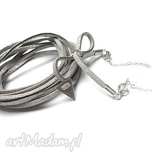 choker 2 w 1 - silver grey