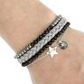 handmade bransoletki gentleness triplo black, silver & grey