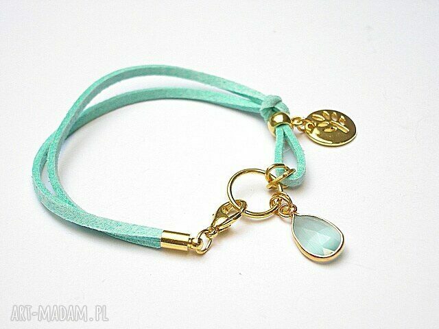 Strap blue zamsz skóra ekologiczna uleksyt metal delikatna