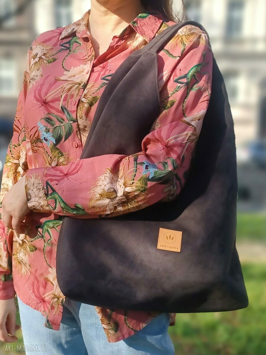 Zamszowa torba Hobo Bonita w kolorze czekoladowym na ramię