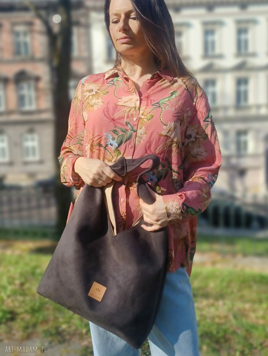 Zamszowa torba Hobo Bonita w kolorze czekoladowym na ramię