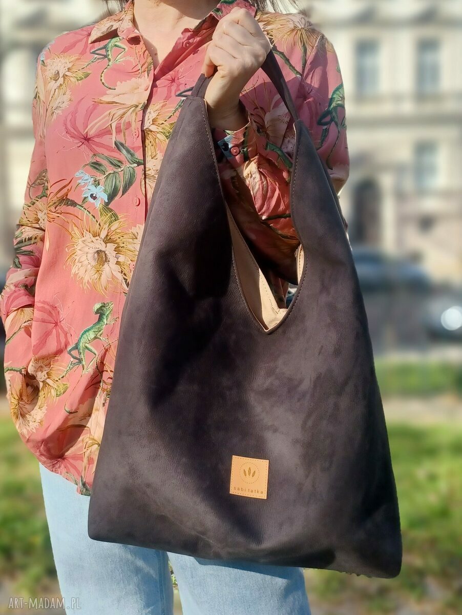 Zamszowa torba Hobo Bonita w kolorze czekoladowym na ramię