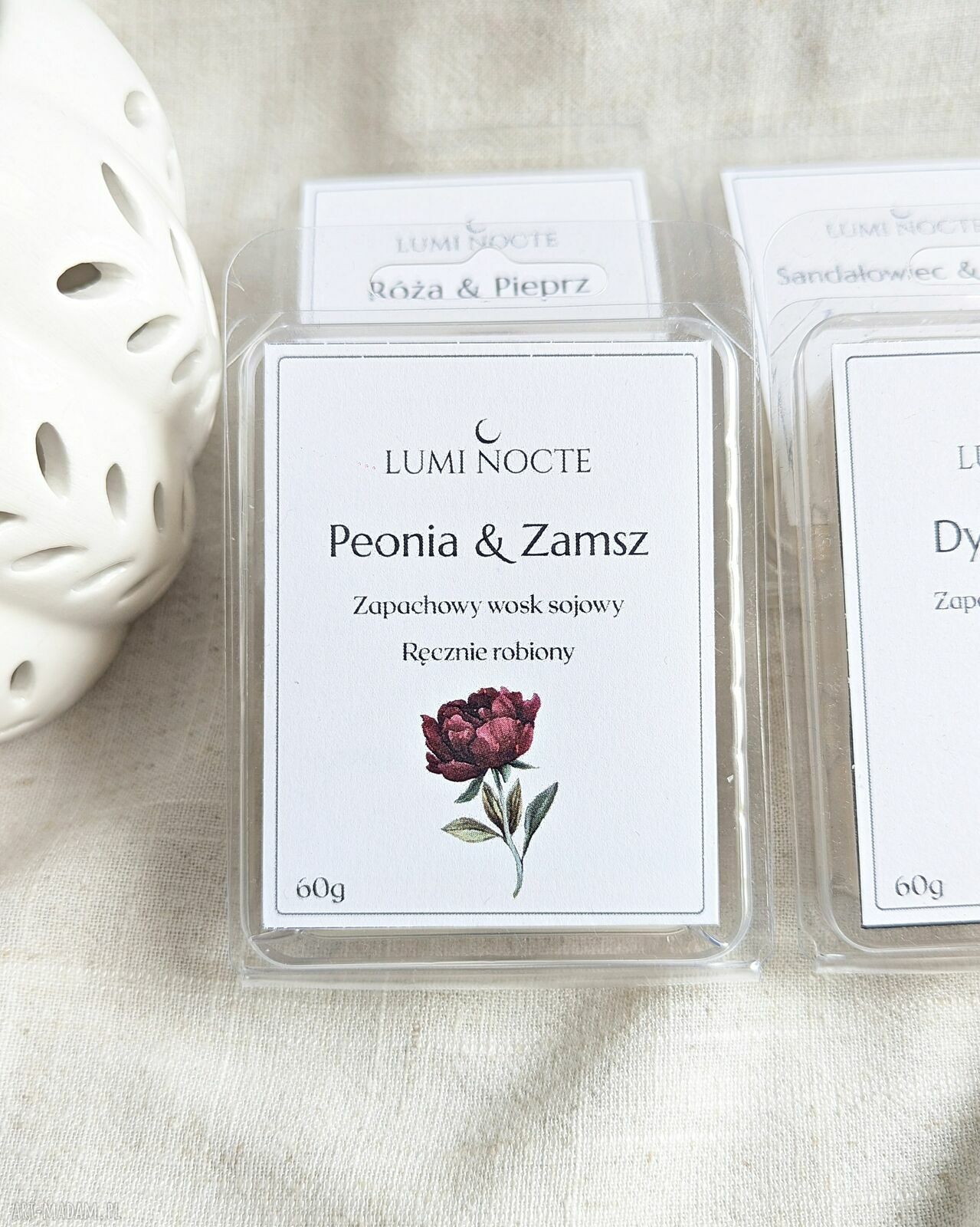 Zapachowy wosk sojowy do kominka Peonia i Zamsz 60 g