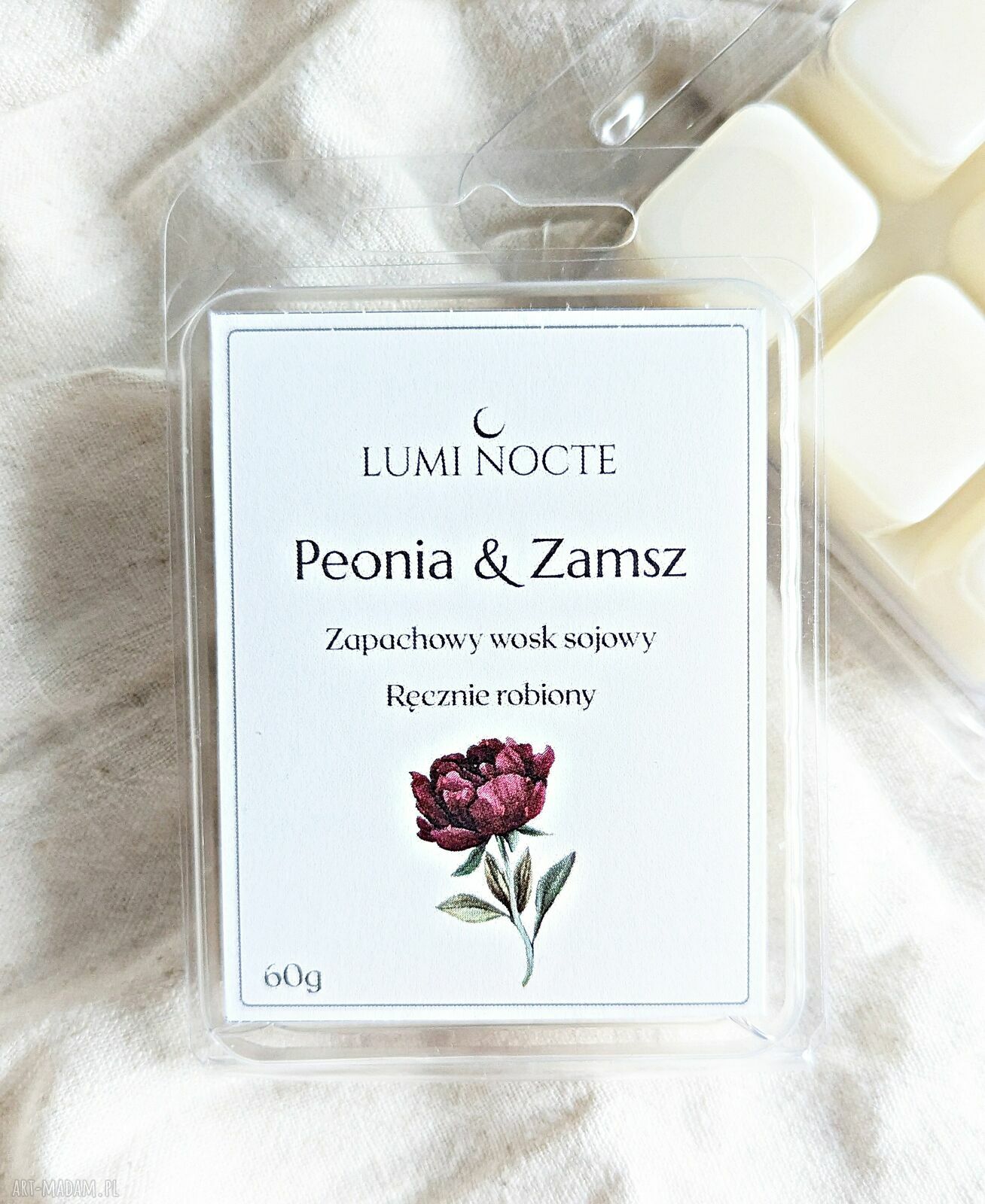 Zapachowy wosk sojowy do kominka Peonia i Zamsz 60 g