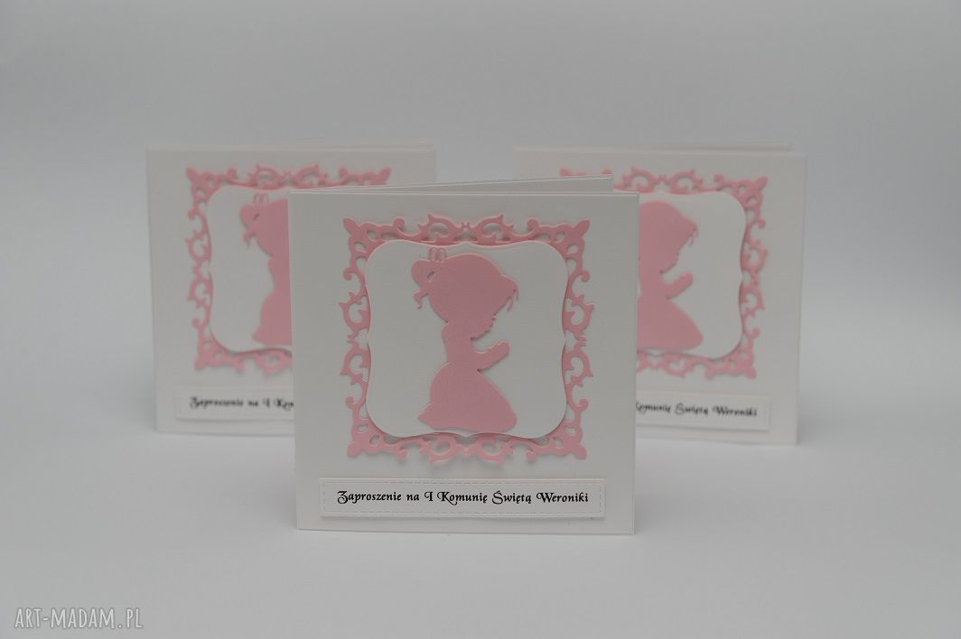 Zaproszenia komunijne na Pierwszą Komunię Świętą - personalizowane 15x15 cm z białą kopertą