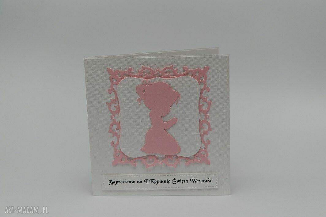 Zaproszenia komunijne na Pierwszą Komunię Świętą - personalizowane 15x15 cm z białą kopertą