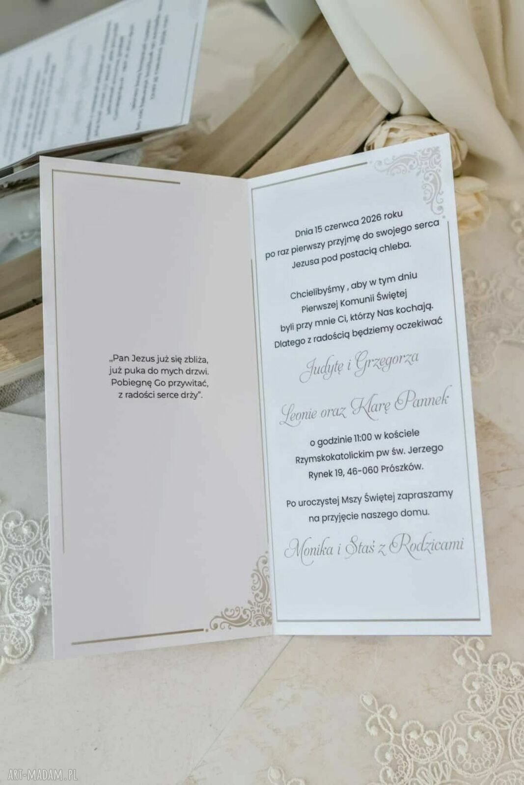 Zaproszenia komunijne dla chłopca i dziewczynki 5 szt.