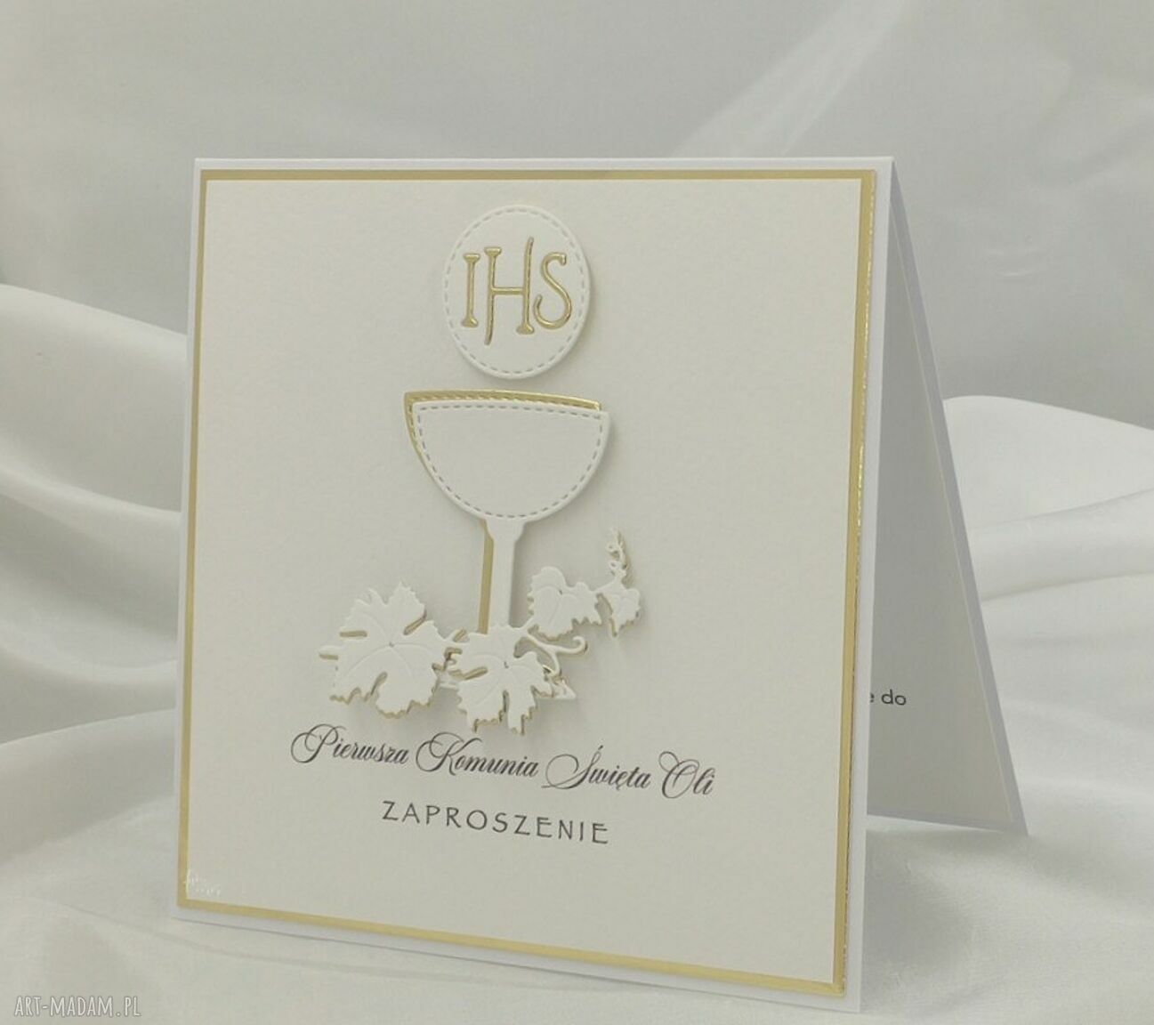 Zaproszenia komunijne Linia Gold, wzór 8 - personalizowane