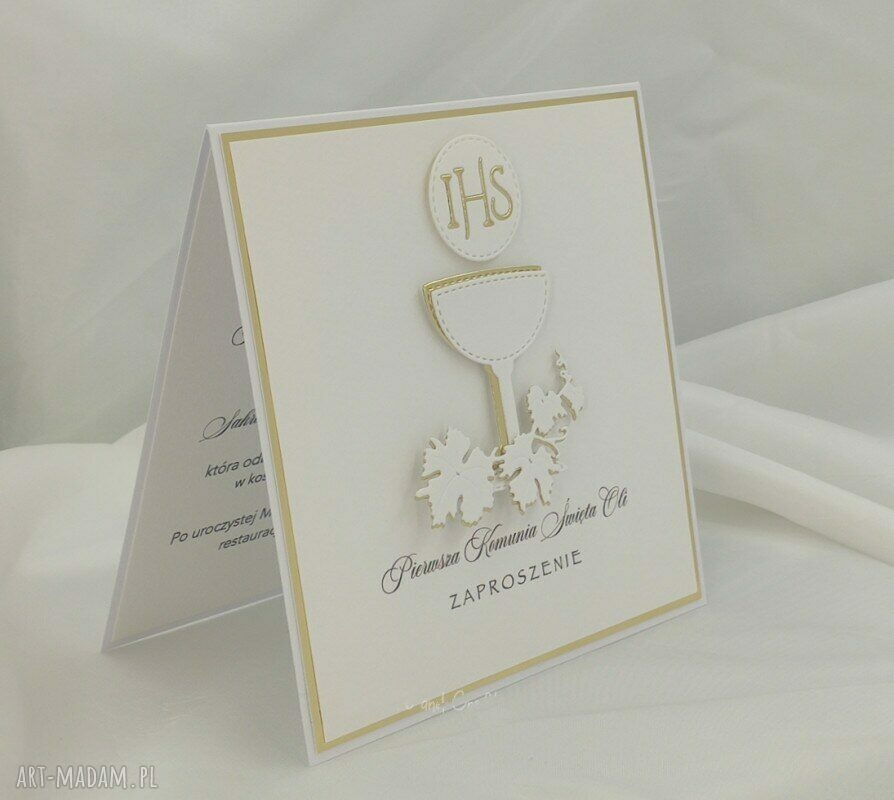 Zaproszenia komunijne Linia Gold, wzór 8 - personalizowane