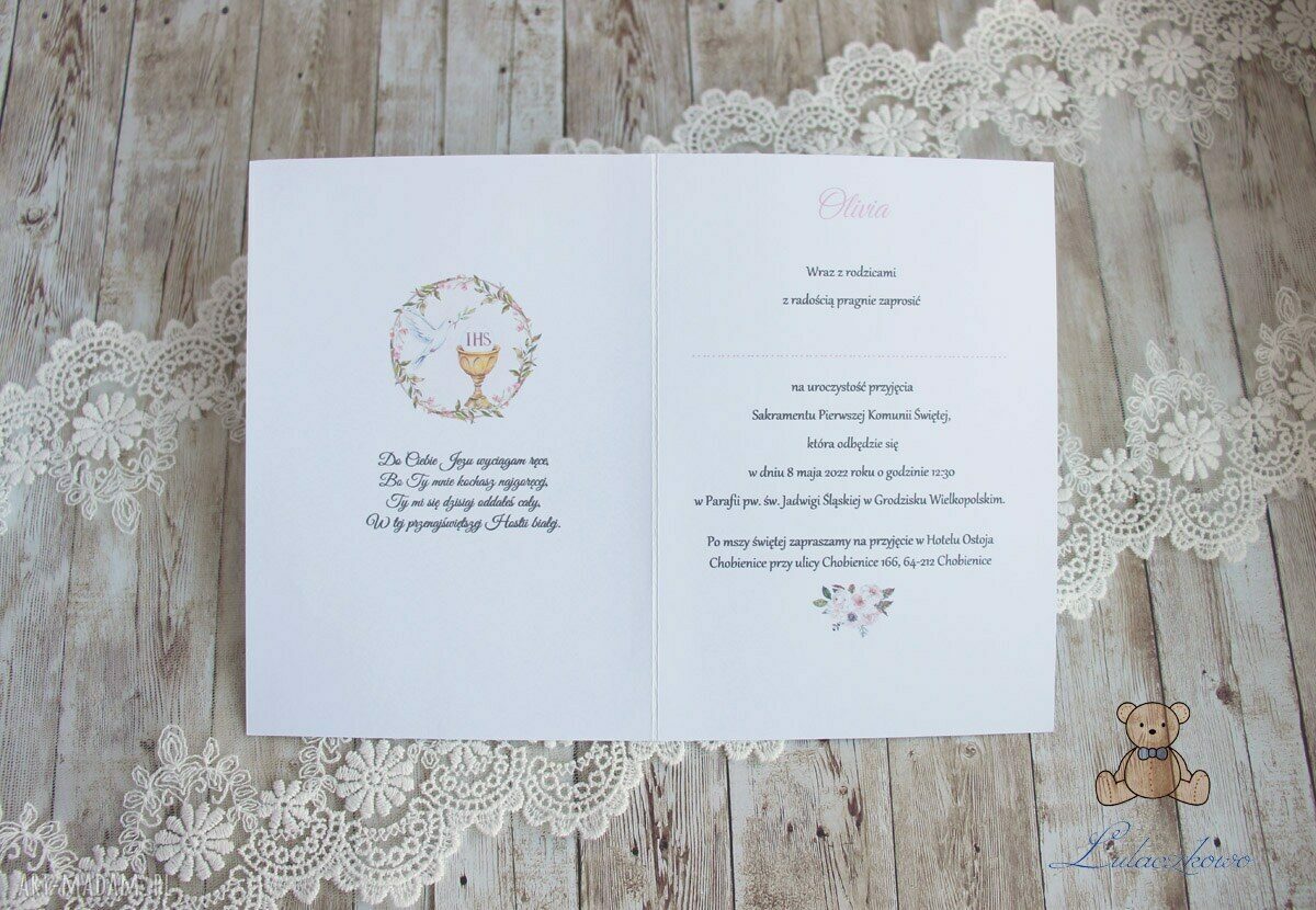 Eleganckie zaproszenia komunijne na Pierwszą Komunię - Holy & White Boy (10 szt.)