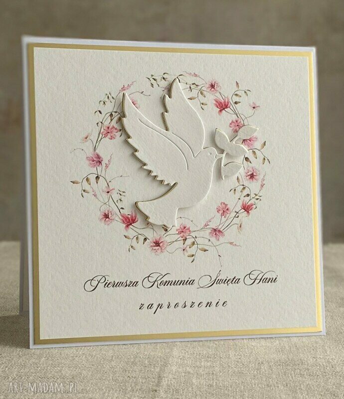 Eleganckie zaproszenia komunijne z personalizacją - wzór 58B