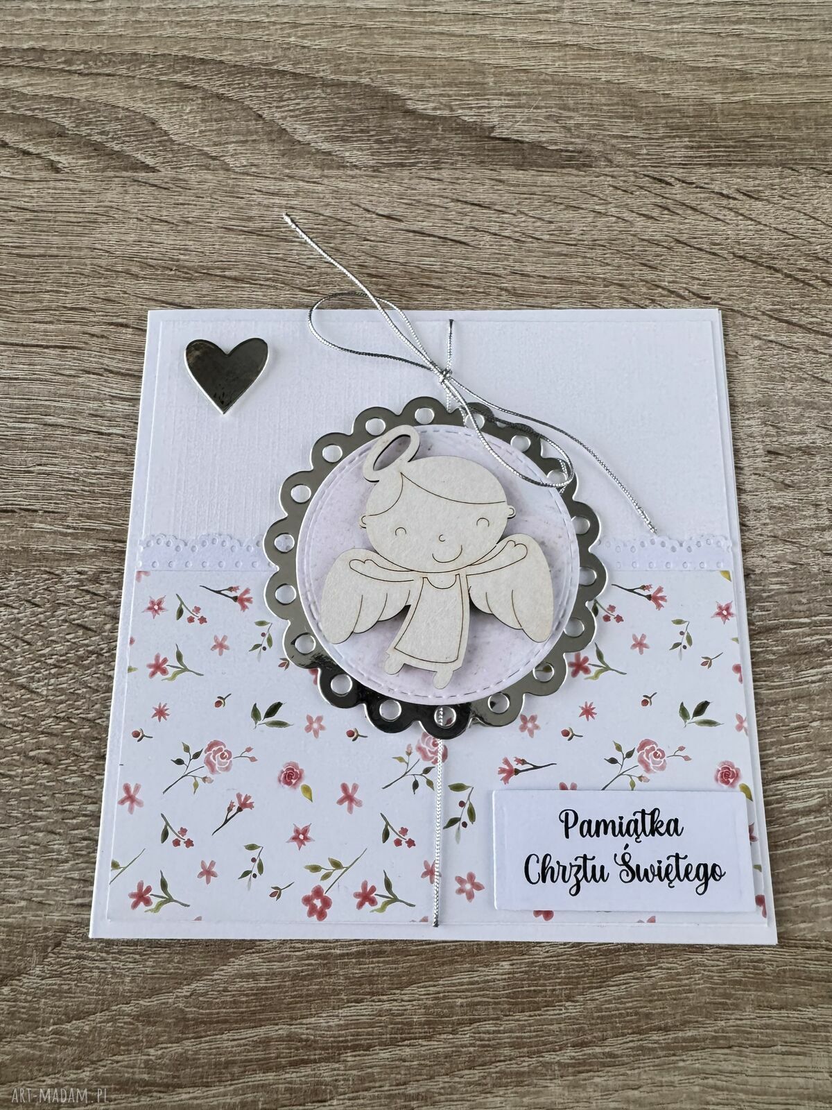 Zaproszenia na Chrzest Święty z Aniołkiem - ręcznie robione scrapbooking