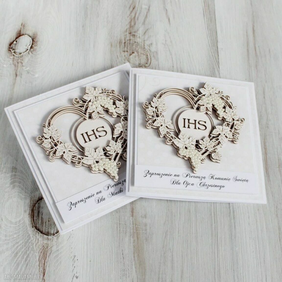 prezenty na święta: Zaproszenia na komunię motyw winogron 10 sztuk Autorskie