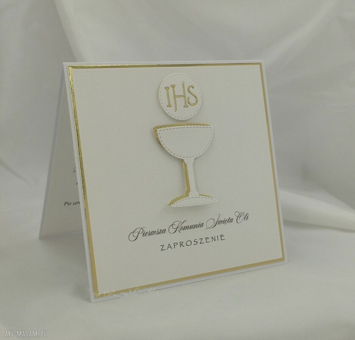 Zaproszenia na Pierwszą Komunię Lina Gold, wzór 6 - personalizowane