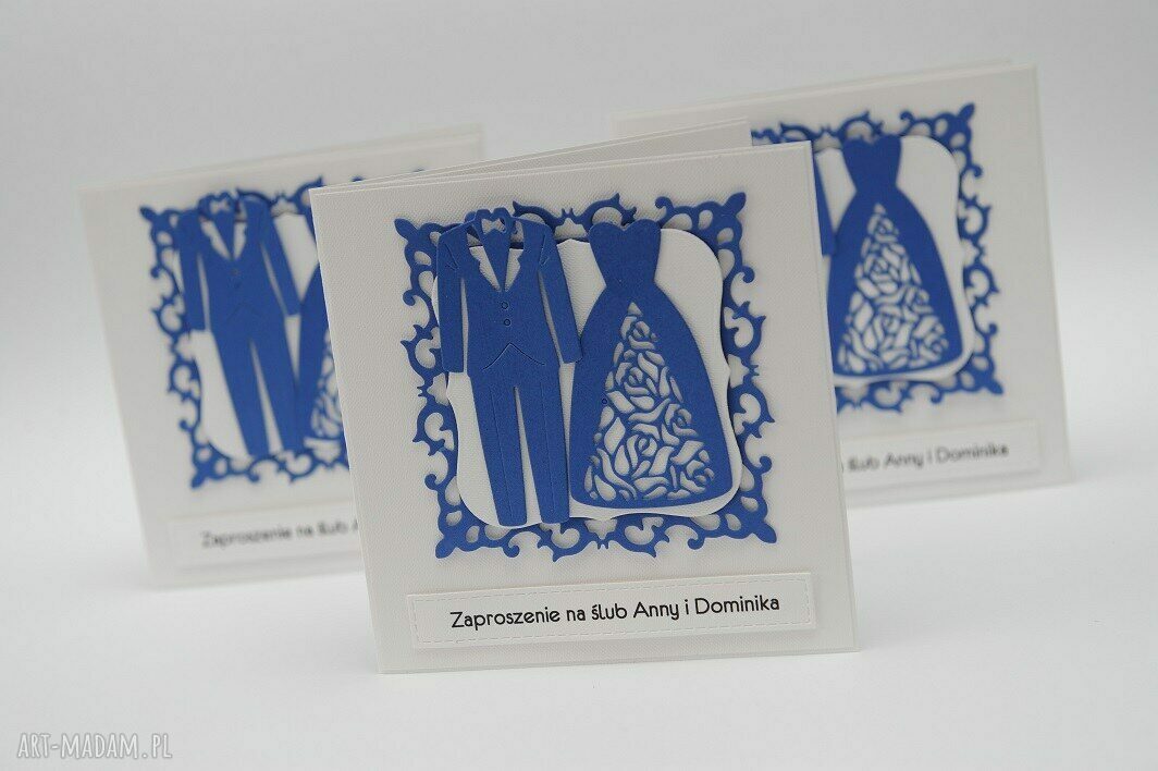 Zaproszenia ślubne personalizowane 15x15 - wzór w ramce