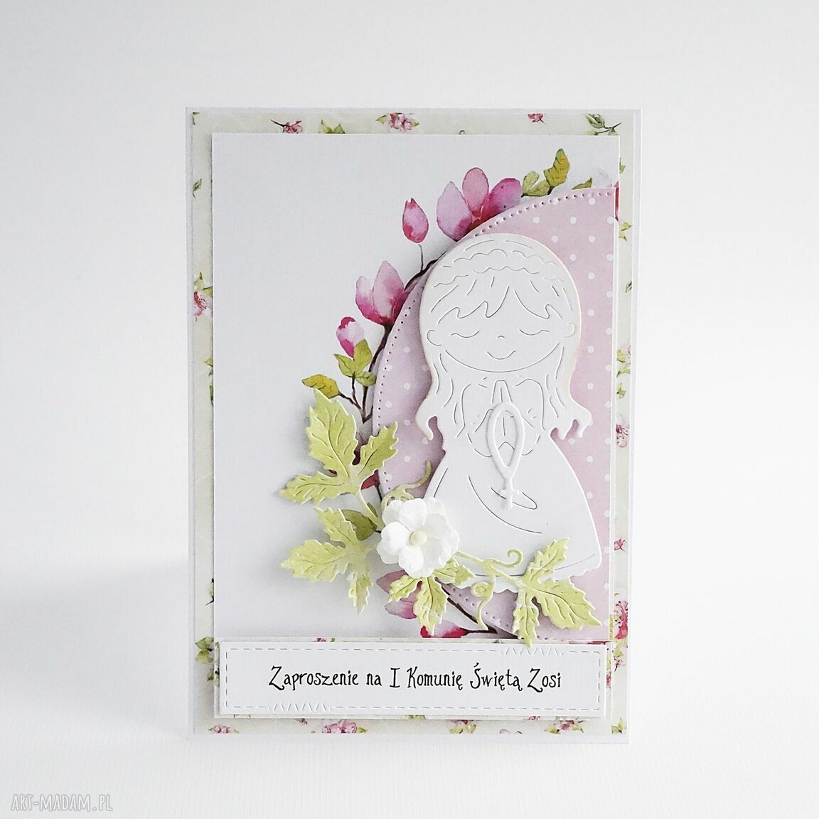 Zaproszenie komunię Św zk47 komunijne dziewczynka