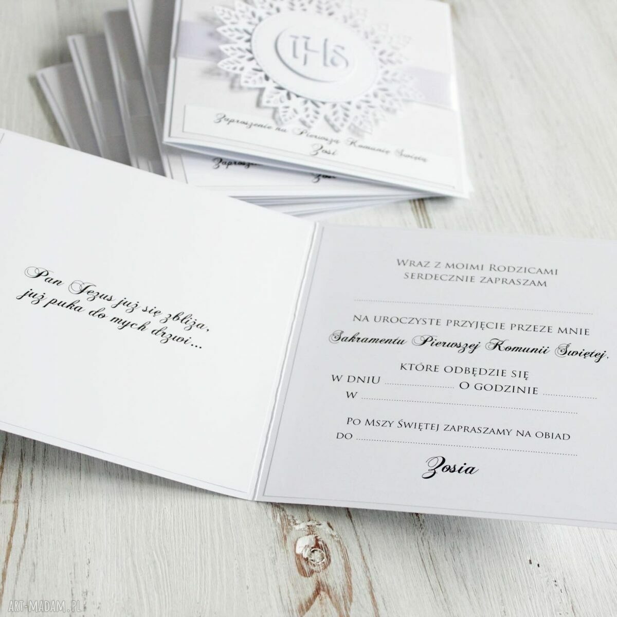 świąteczny prezent: Komplet 10 sztuk zaproszeń na świętą Komunia Zaproszenia ręczne