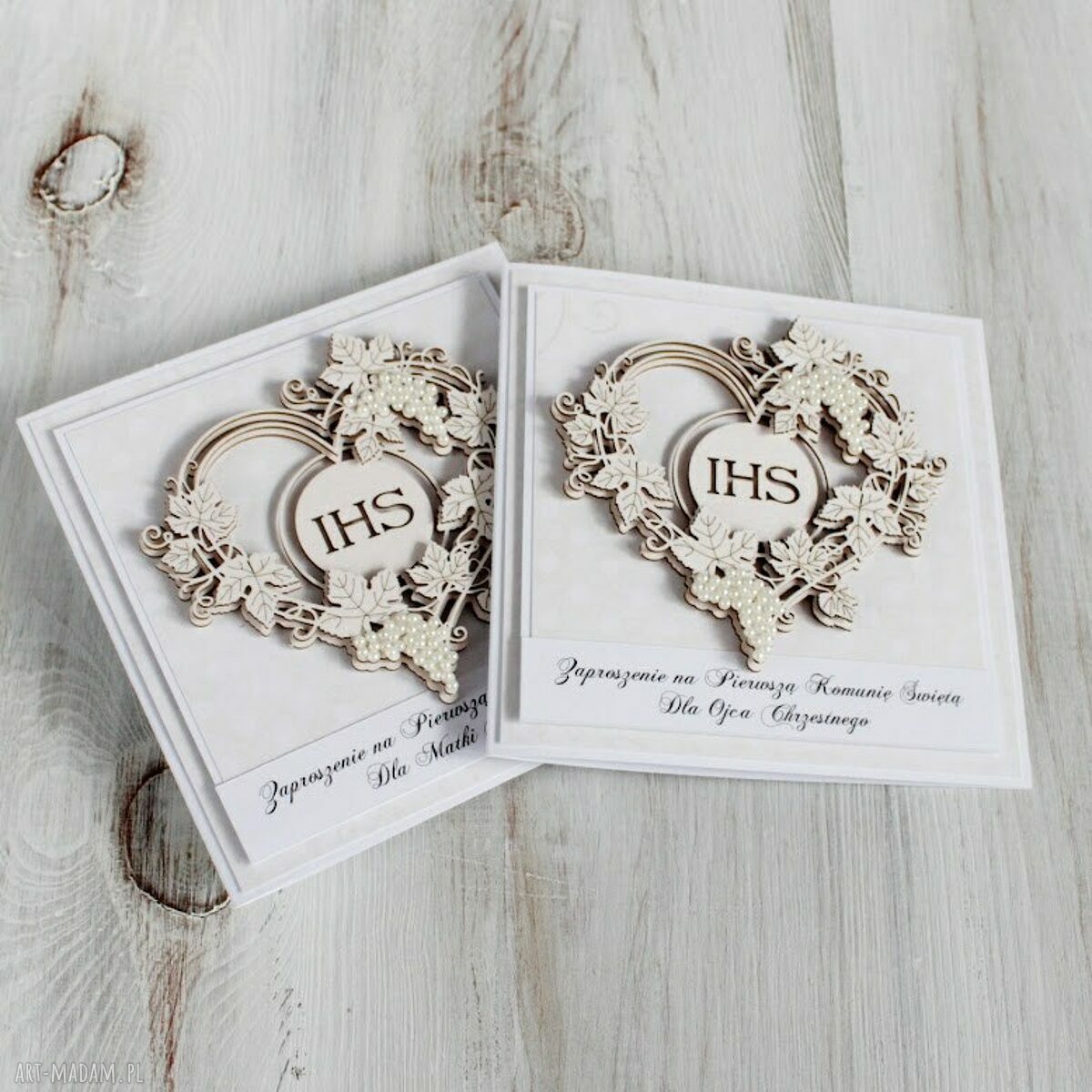 na święta upominek: Zaproszenie na Komunię Świętą komplet 5 szt. ręcznie robione