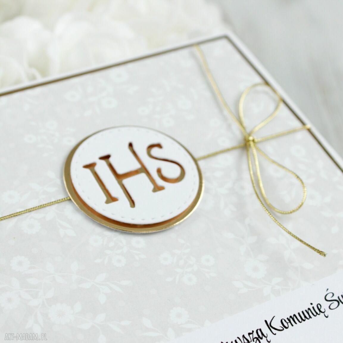 zaproszenie: Zaproszenie na komunię złota hostia Handmade