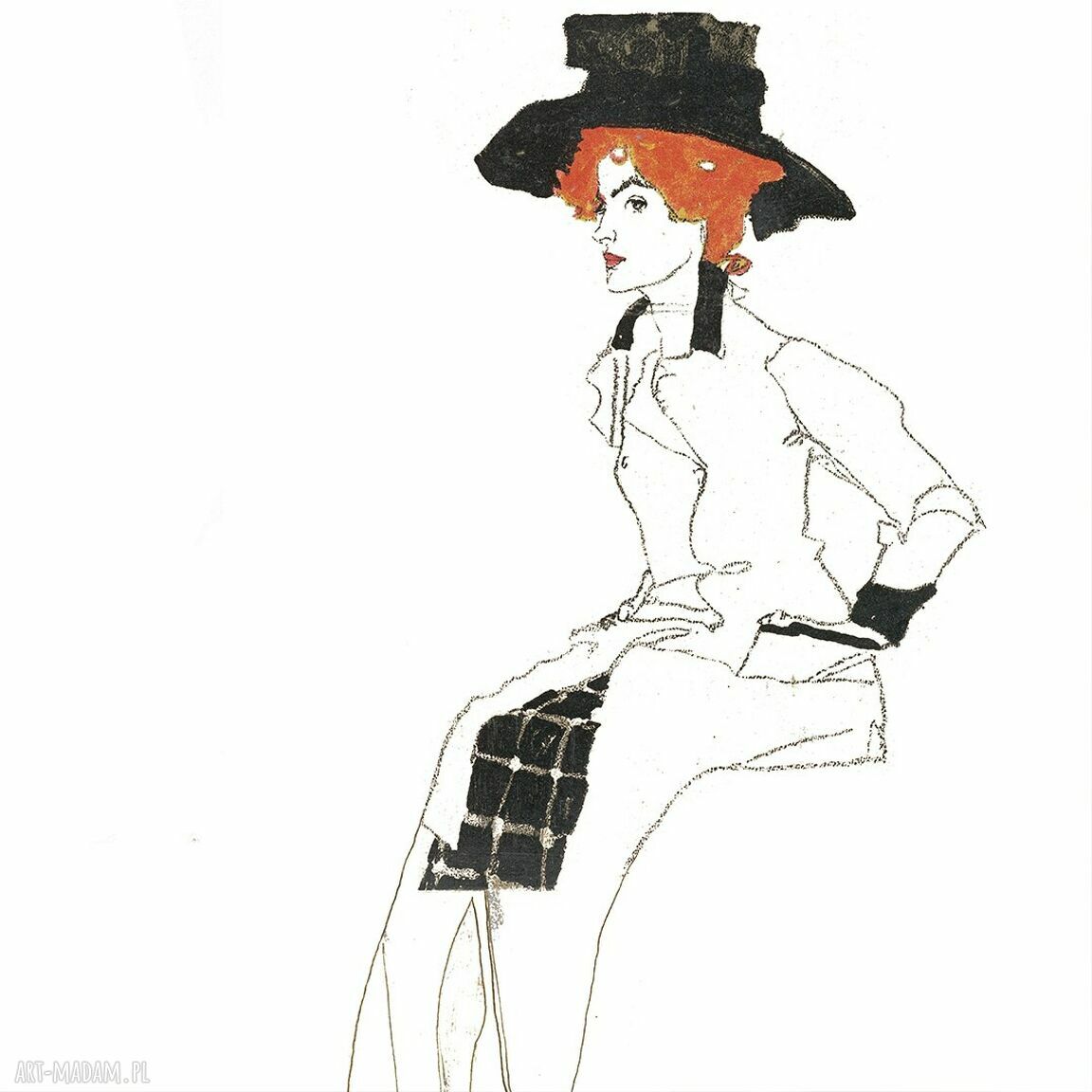 Zasłony artystyczne welurowe Egon Schiele „Para” - komplet zaciemniający
