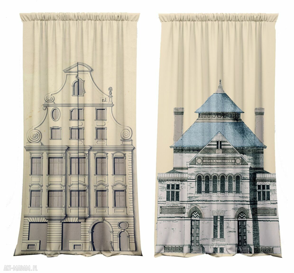 Zasłony artystyczne zaciemniające Town House - komplet 2 szt