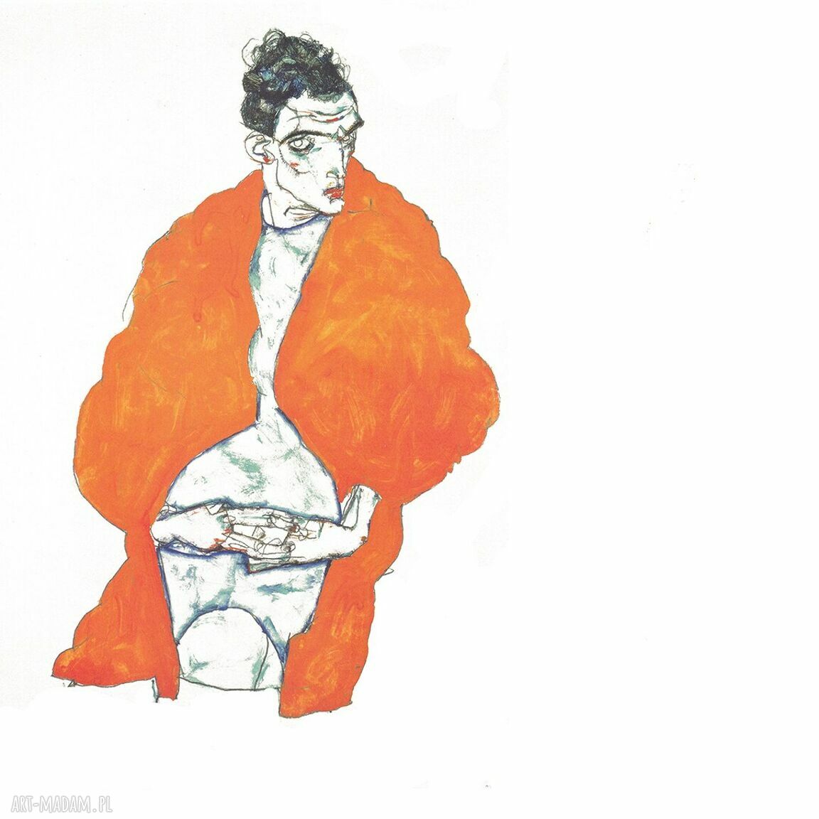 Zasłony artystyczne welurowe Egon Schiele „Para” - komplet zaciemniający