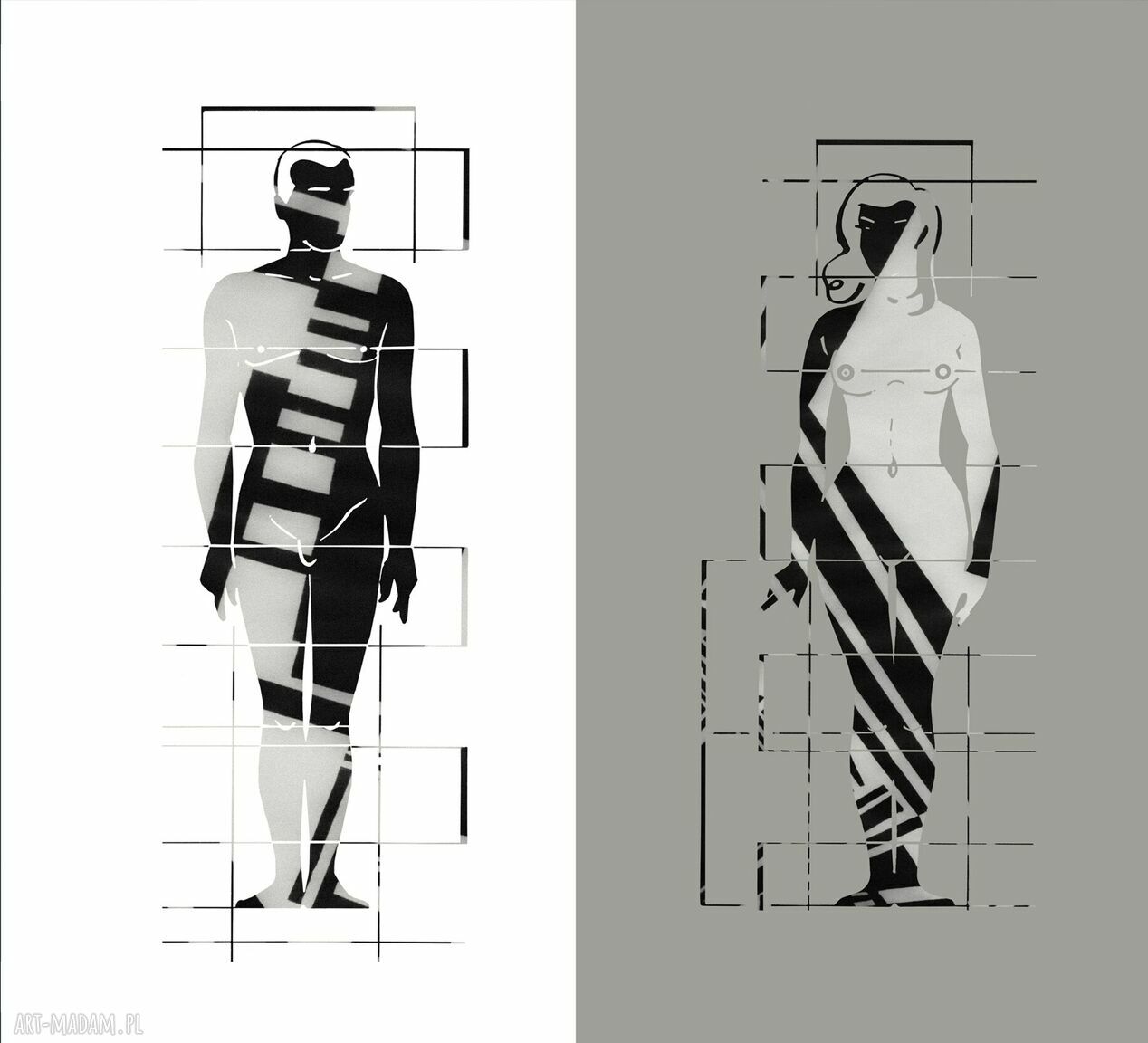 Zasłony artystyczne Shapes - komplet 2 szt zaciemniające z nadrukiem