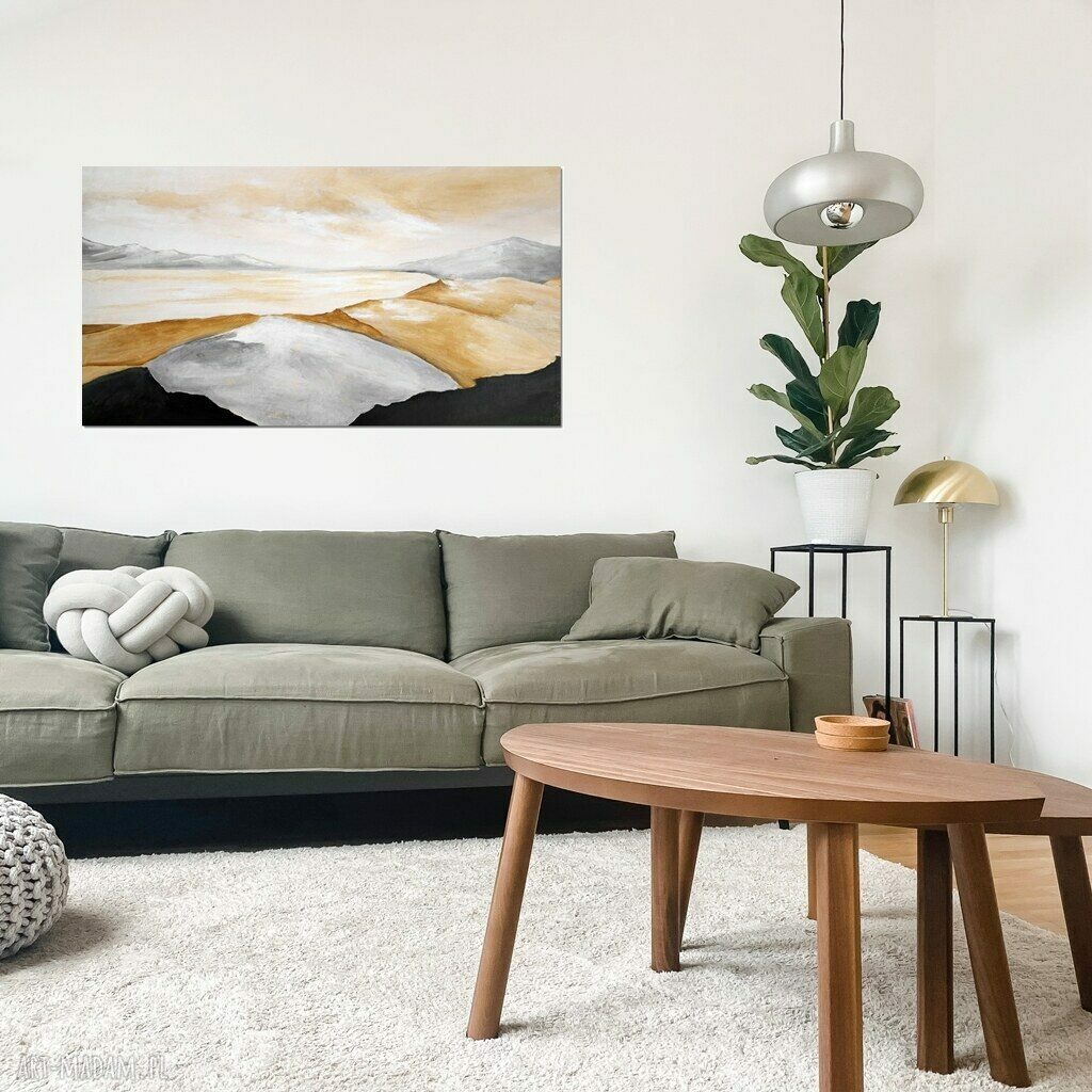 Zatoka - abstrakcyjny krajobraz minimalistyczny, obraz malowany na płótnie 120x70 cm
