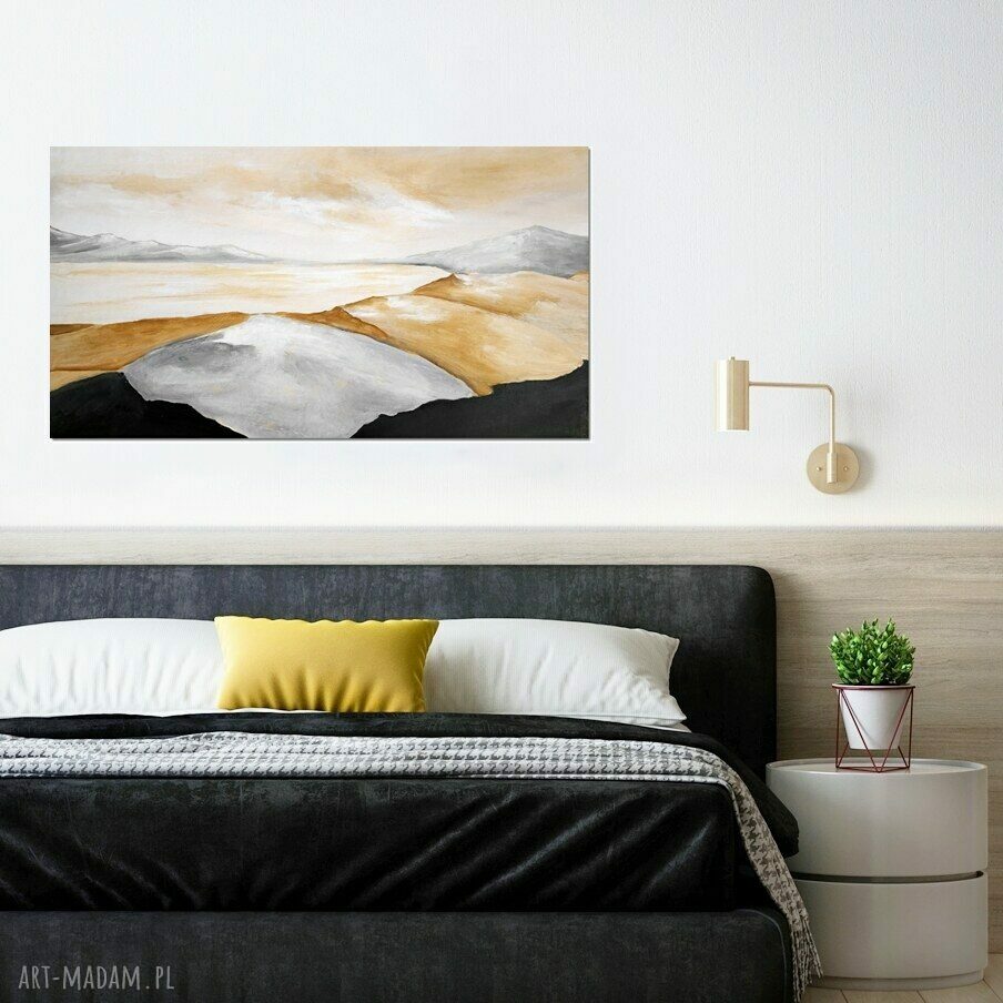 Zatoka - abstrakcyjny krajobraz minimalistyczny, obraz malowany na płótnie 120x70 cm