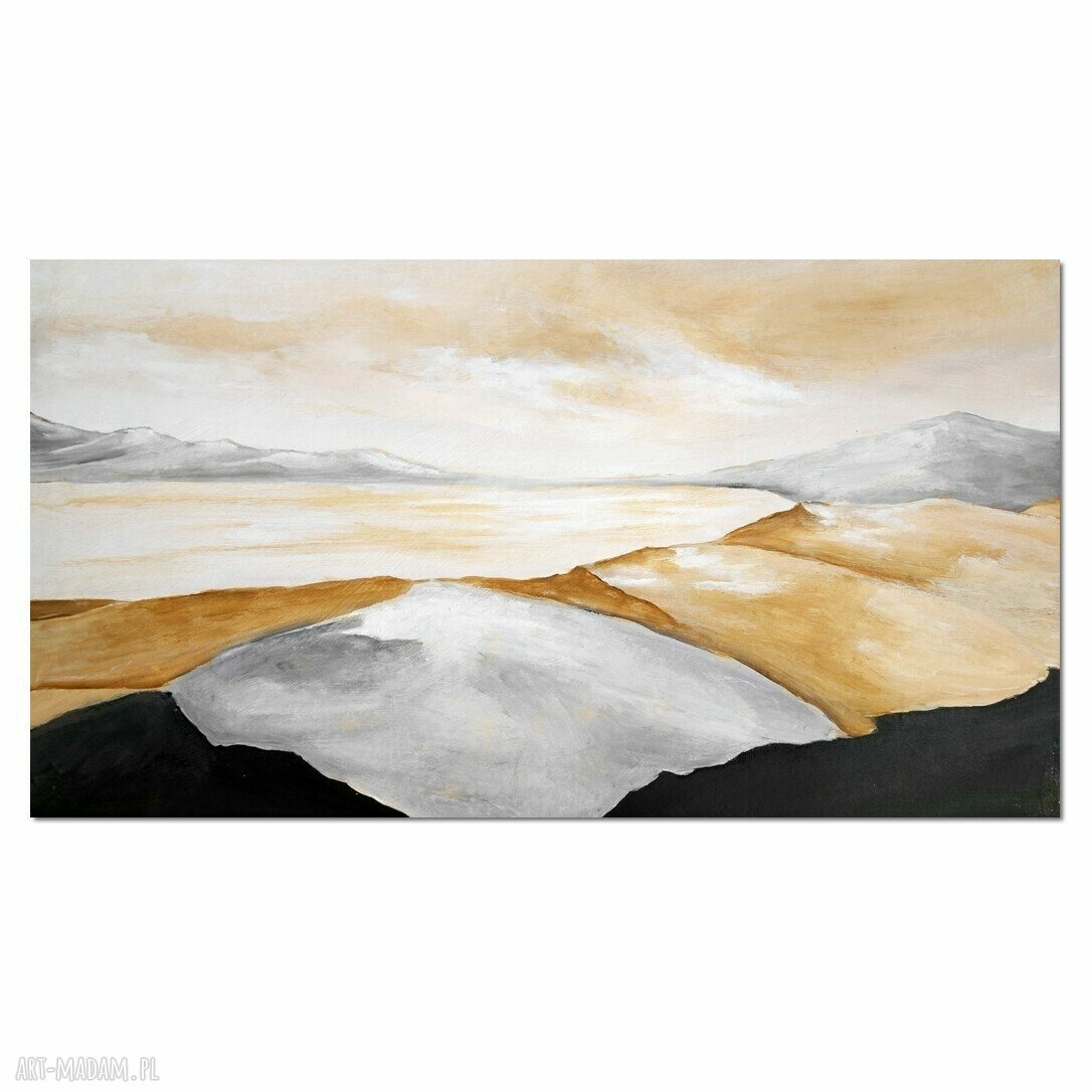 Zatoka - abstrakcyjny krajobraz minimalistyczny, obraz malowany na płótnie 120x70 cm