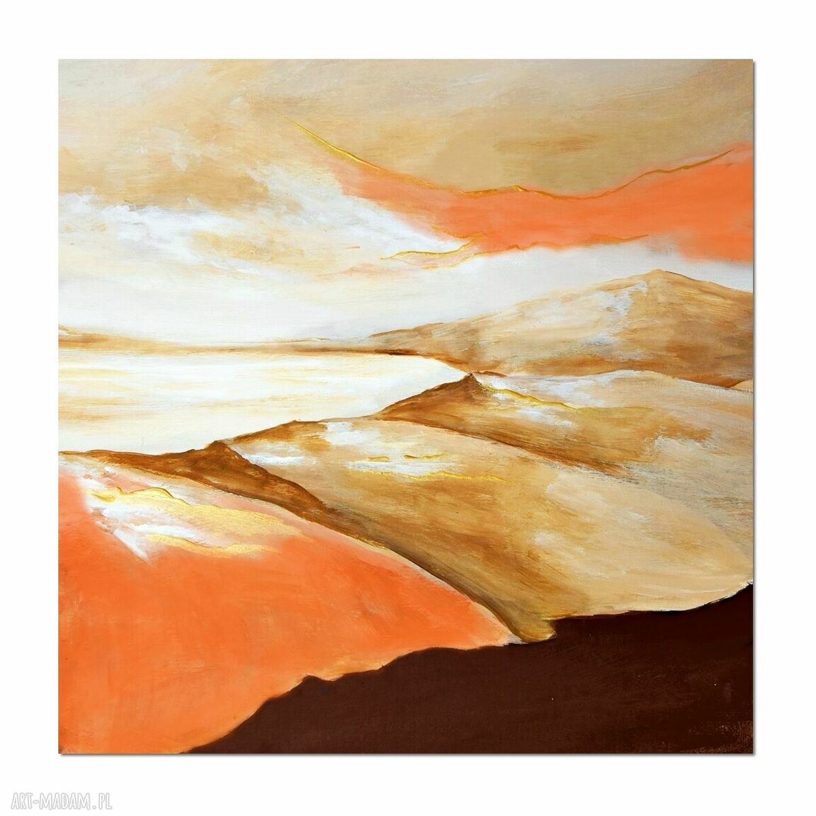 Zatoka - abstrakcyjny krajobraz minimalistyczny, obraz akrylowy na płótnie 80x80 cm