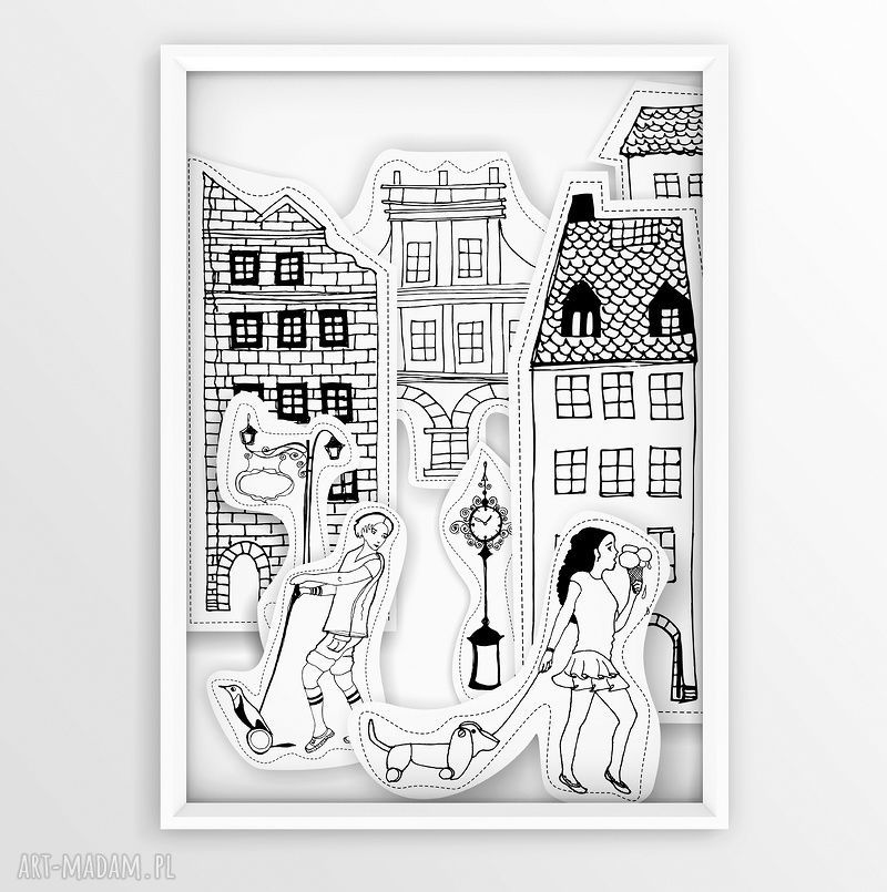 Zatrzymać czas - ilustracja A4 czarno-biała