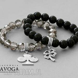 black diamond crystal & black agathe set - czarne bransoletki