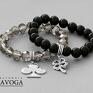 ręcznie robione bransoletki diamond crystal & black agathe set