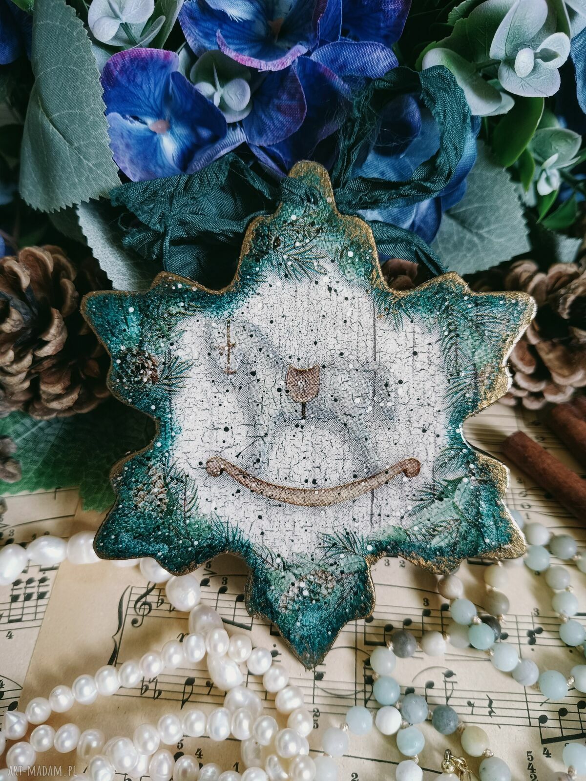 Zawieszka dekoracyjna z kotkiem w stylu shabby chic