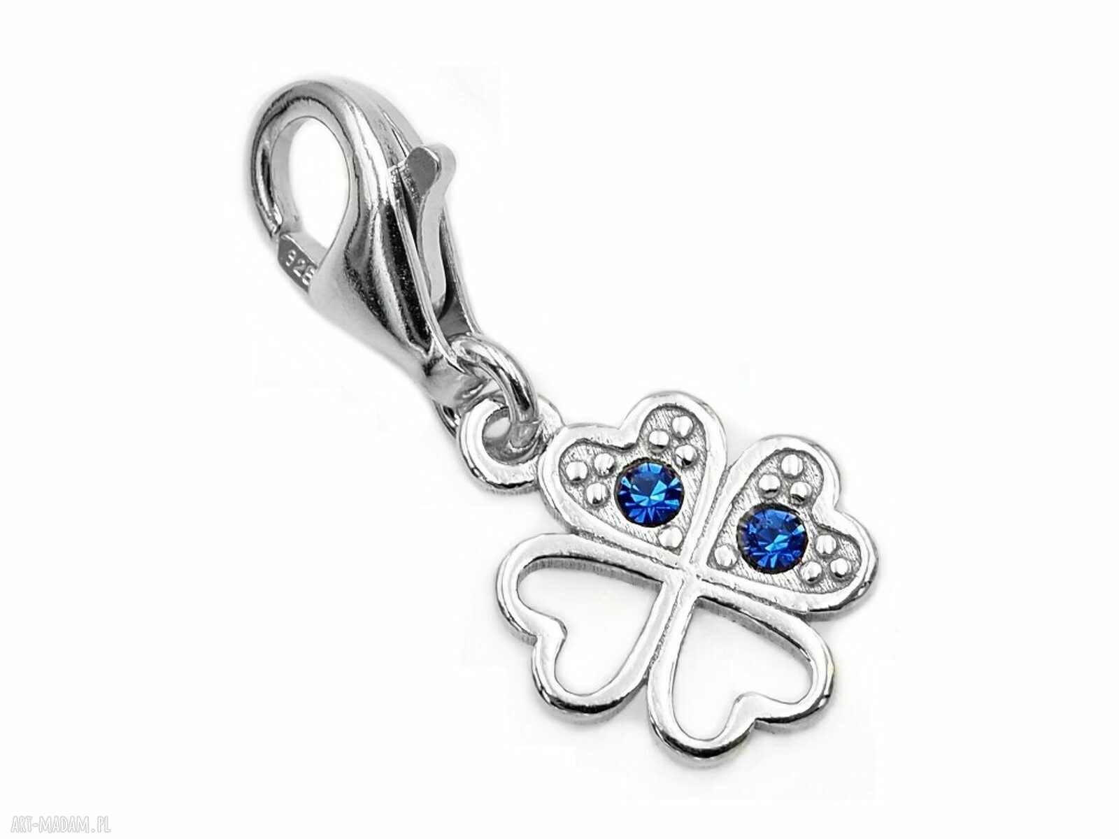 Srebrna zawieszka charms do bransoletki - mała koniczynka na szczęście