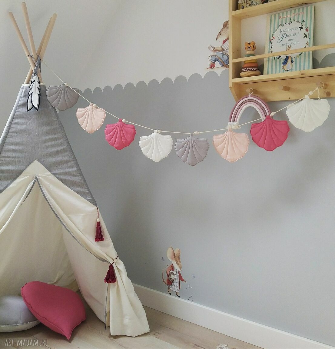 Girlanda dekoracyjna muszelki muszelka prezenty zawieszka pokoju