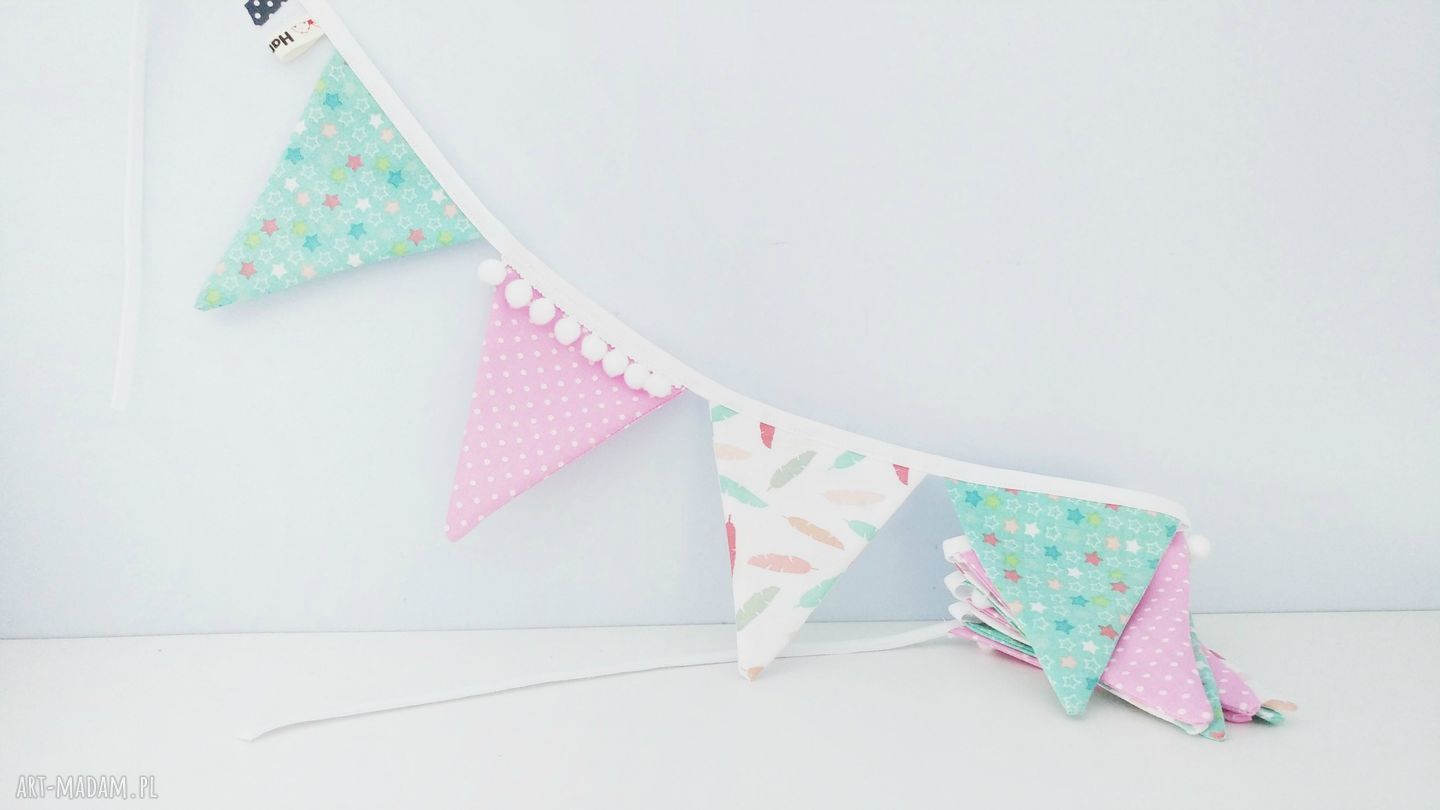 girlanda proporczyki pastelowe 160cm Handmade