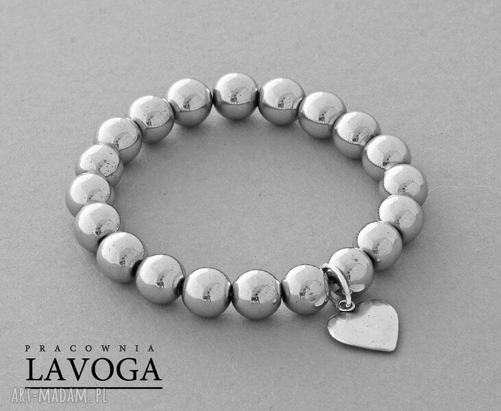 Hemtaite with heart pendant silver hematyt zawieszka modna