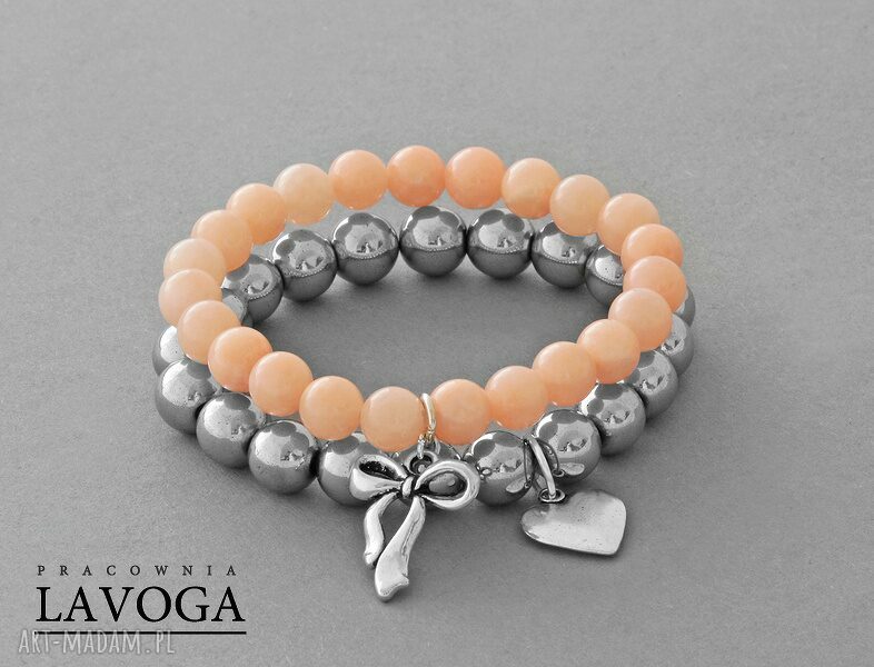 bransoletki: Hemtaite with heart pendant in silver. Ręczne wykonanie